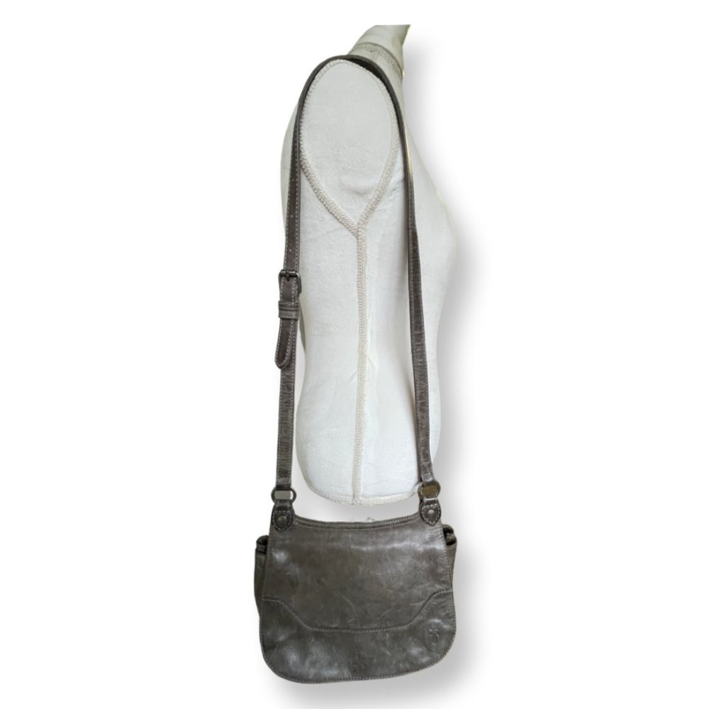 Frye Melissa Grey Leather Crossbody Saddle Bag with Dustbag - Picture 3 of 7